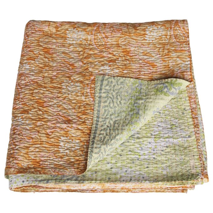 Silk sari kantha blanket big | basanta from Tulsi Crafts