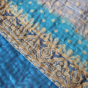 Silk sari kantha blanket big | mina from Tulsi Crafts