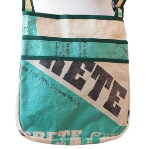 Shoulder bag made of recycled cement sacks from Tulsi Crafts