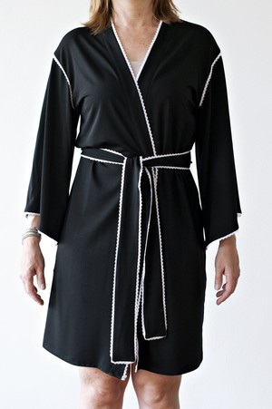 Kimono Black with scallop trim details from Undercharments