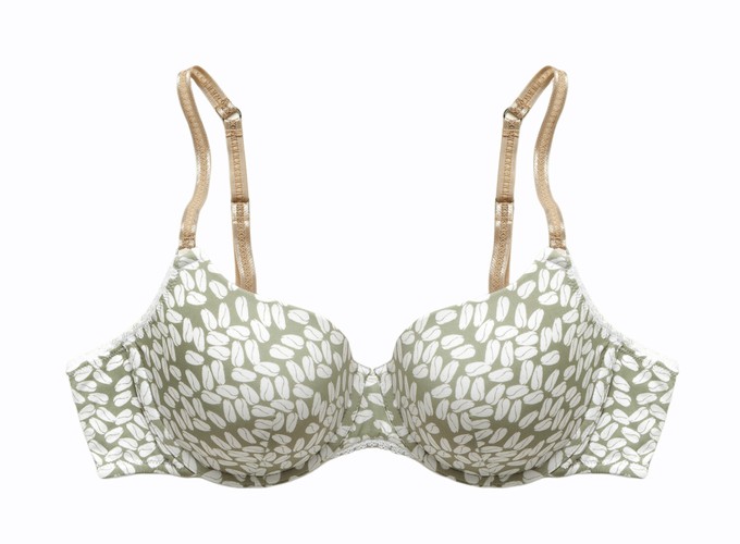 Project Cece  Underwired half cup padded bra - Coffee Nata print Olive  Green