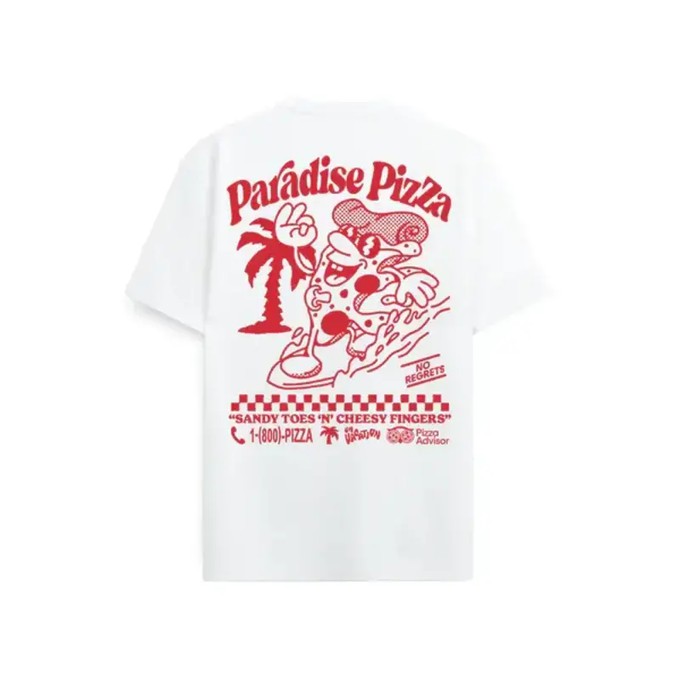 On Vacation Paradise Pizza T-Shirt Wit from UP TO DO GOOD