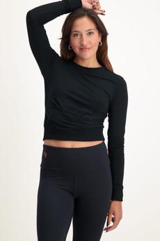 Lakshmi Longsleeve Crop Top – Urban Black via Urban Goddess