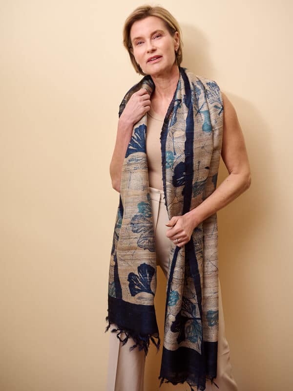 Tussar Silk Scarf Ava Blue from Urban Medley