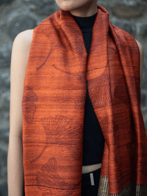 Tussar Silk Scarf Ginkgo from Urban Medley