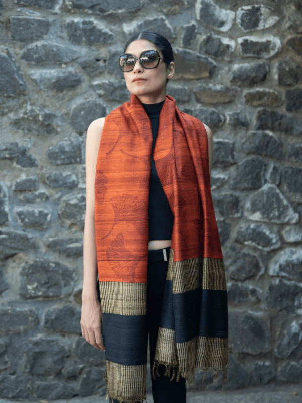 Tussar Silk Scarf Ginkgo from Urban Medley