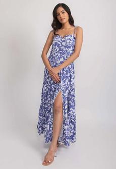 Floral Strappy Maxi Dress - Blue from Urbankissed