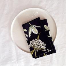 Floral Cloth Napkins (Set of 2) - Greenery on Black from Urbankissed