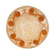 Natural Straw Woven Orange Spiral Round Placemats from Urbankissed