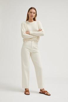 The Linen Cotton Ribbed Sweater - Ivory from Urbankissed