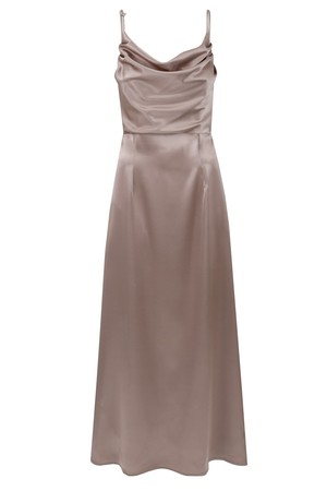 Satin Slip Dress Maxi - Beige from Urbankissed