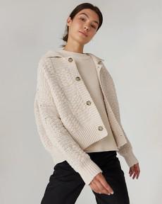 Prietema: Oat Milk Crochet Cotton Jacket from Urbankissed