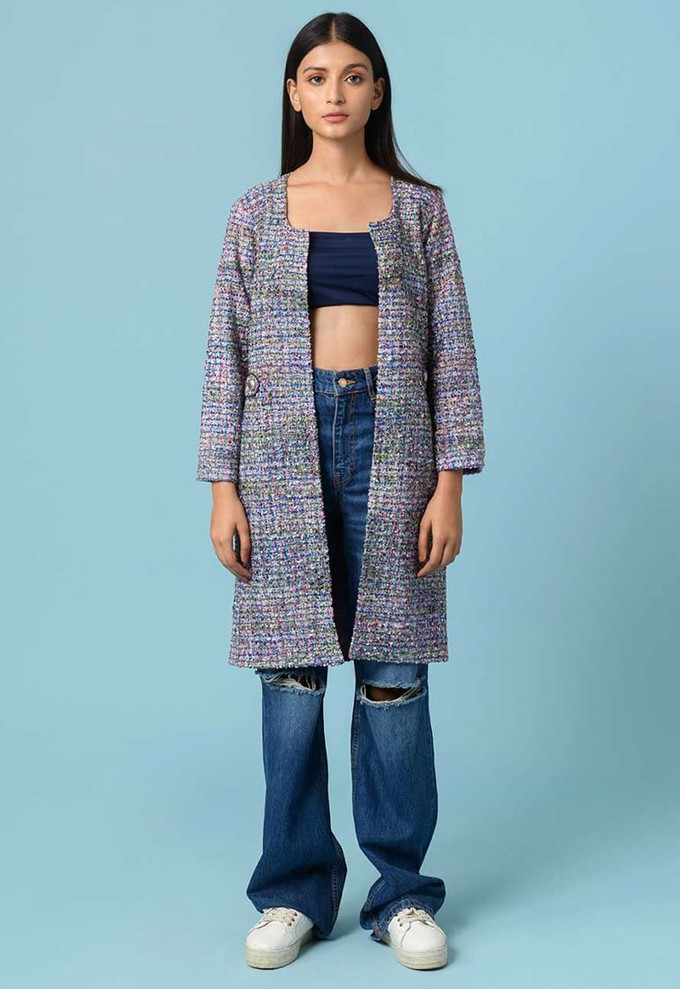 Handwoven Long Jacket - Blue from Urbankissed