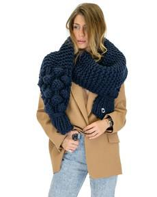 Bubble Ribbed Chunky Scarf - Navy via Urbankissed