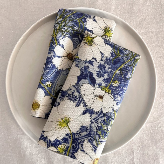 Floral Cloth Napkins (Set of 2) - Cosmos & Delft from Urbankissed
