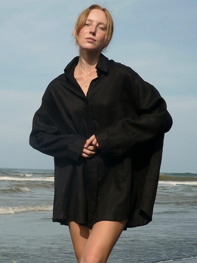 Linen Oversized Shirt in Black from Urbankissed