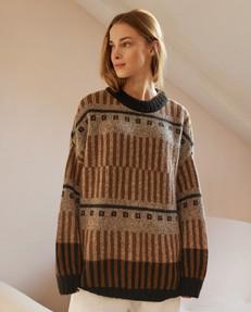 Ethno: Brown Alpaca Wool Sweater from Urbankissed