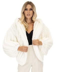 Hooded Chunky Cardigan - White via Urbankissed