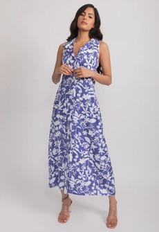 Floral Maxi Dress Collar Neck - Blue from Urbankissed