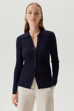 The Merino Wool Ribbed Shirt - Oxford Blue from Urbankissed