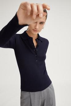 The Merino Wool Knit Polo - Navy Blue from Urbankissed