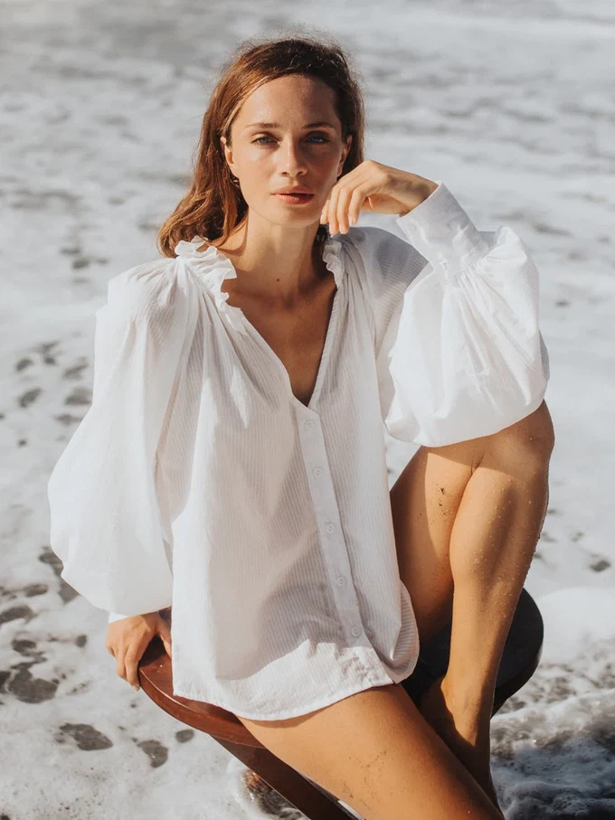 Ruffle Blouse White