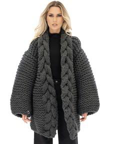 Cable Knitted Coat - Dark Grey from Urbankissed