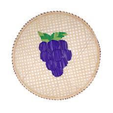 Natural Straw Woven Purple Grapes Fruits Round Placemats from Urbankissed