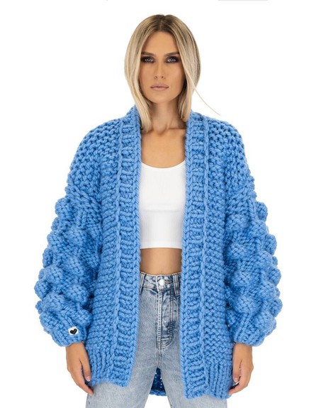 Bubble Sleeve Cardigan - Blue from Urbankissed