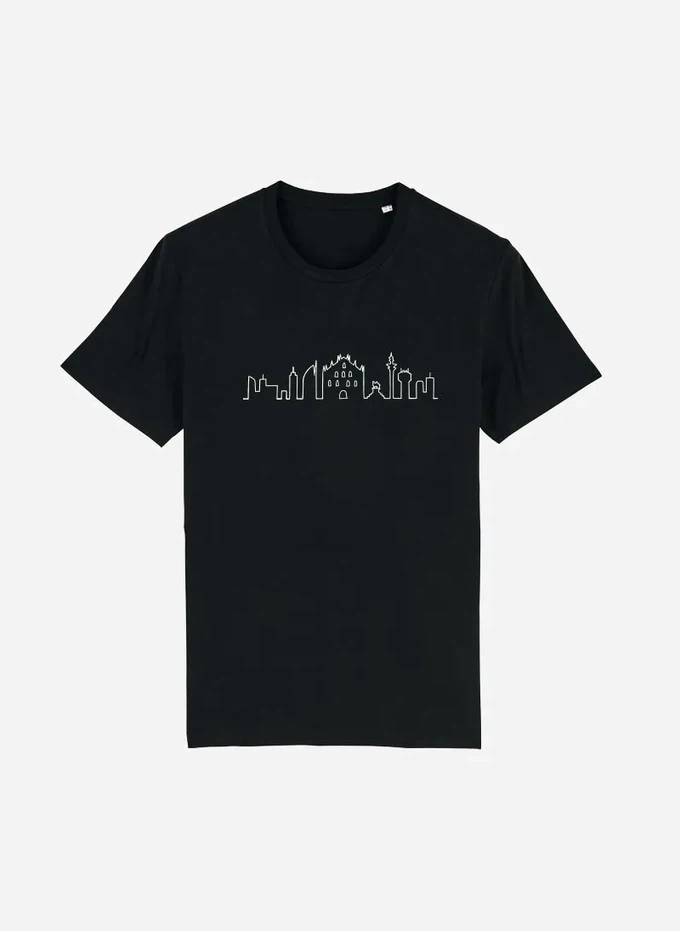 Embroidered Skyline - Milan | Organic Cotton T-shirts Black from Urbankissed