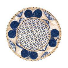 Round Placemats Natural Straw Woven Blue & Spiral (Set x 4) via Urbankissed