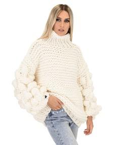 Bubble Sleeve Sweater - White via Urbankissed