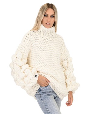 Bubble Sleeve Sweater - White from Urbankissed