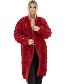 Long Cable Coat - Red from Urbankissed