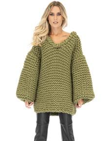 Oversized V-Neck Sweater - Khaki from Urbankissed