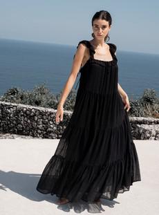Amaya Gathered Summer Dress in Black via Urbankissed
