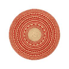Woven Natural Straw Red Round Placemats from Urbankissed