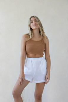 High Waist Linen Shorts White - Gabrielle from Urbankissed