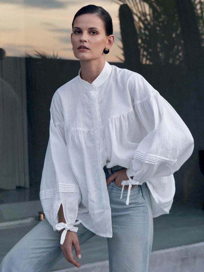 Project Cece Oversized Linen Shirt White