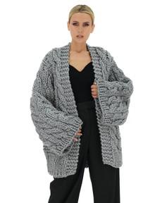 Cable Knit Cardigan - Grey from Urbankissed