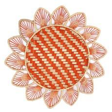 Round Placemats Natural Straw Woven Flower Orange (Set x 4) via Urbankissed