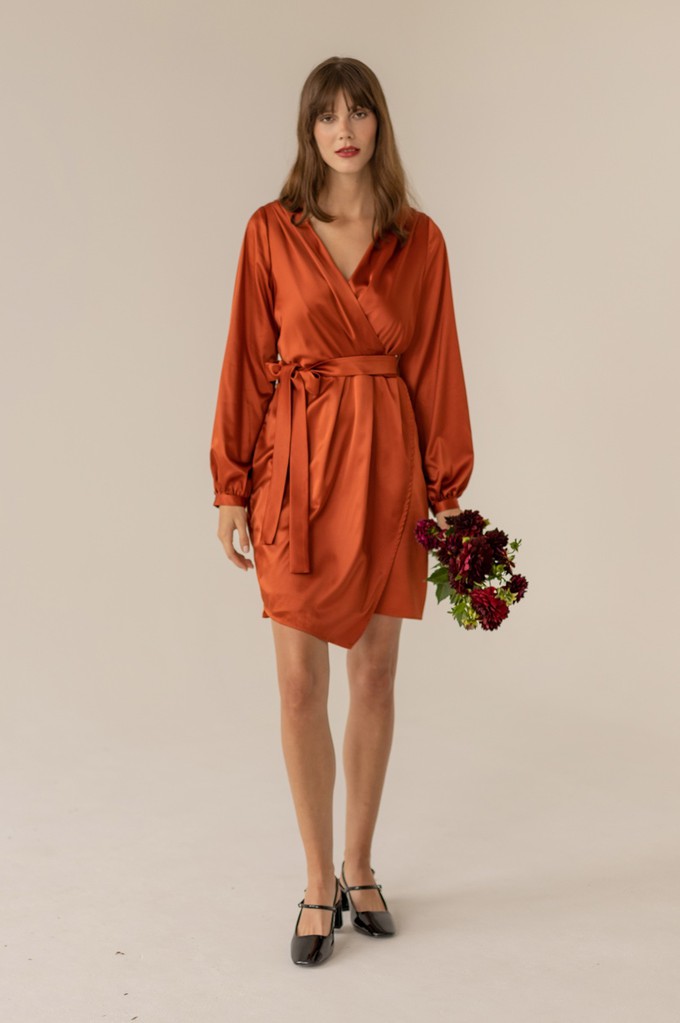 Copper wrap dress online