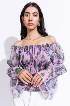 Chiffon Off-Shoulder Shirt - Lilac from Urbankissed