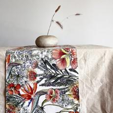 Floral Table Runner Recycled Plastic - Orange Fynbos via Urbankissed