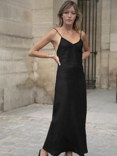 Linen Slip Dress in Black from Urbankissed