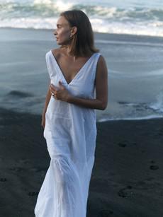 Linen Maxi Dress in White - Juliana via Urbankissed