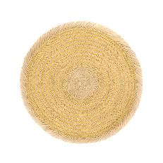 Woven Natural Straw Gold Circular Placemats with Trimming from Urbankissed