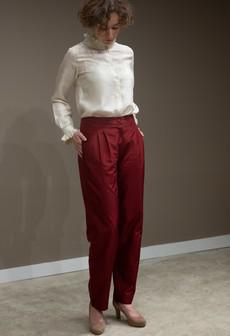Red silk trousers, lined via Via India