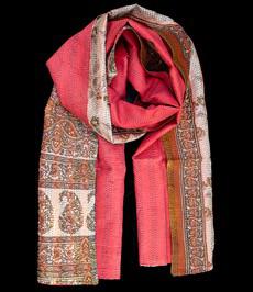 Kantha sjaal hergebruikte zijde Rood Paisley via Via India