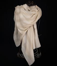 Pure pashmina shawl, natural ivory color, handwoven via Via India